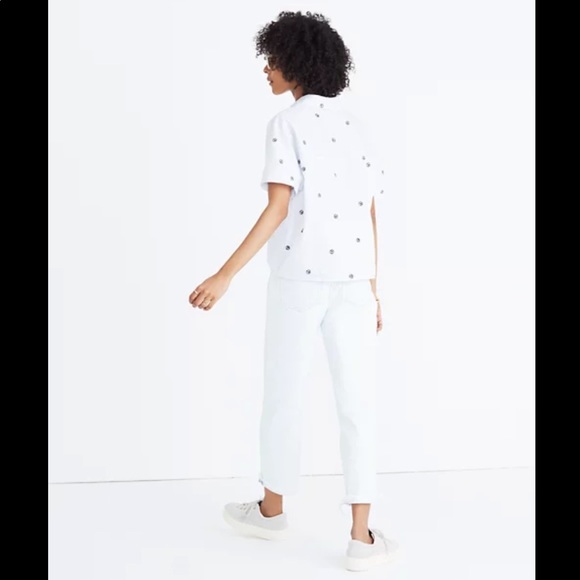 Madewell Embroidered Peace Sign Tie Front Shirt - Picture 2 of 6